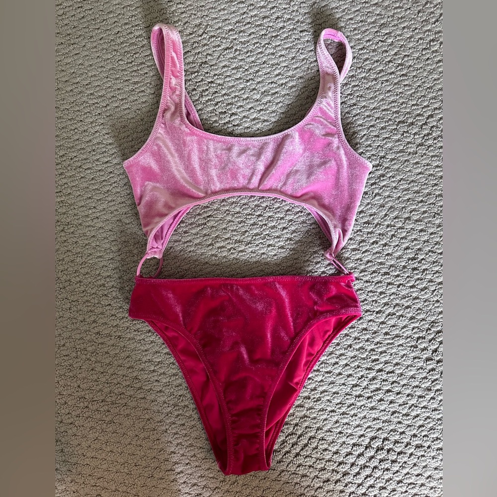 Kendall and Kylie Pink Velvet One Piece Swimsuit